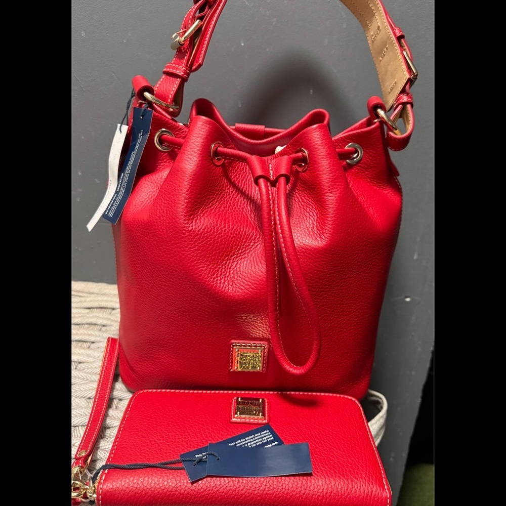 Dooney & Bourke Red Leather Shoulder Bag and Wallet
